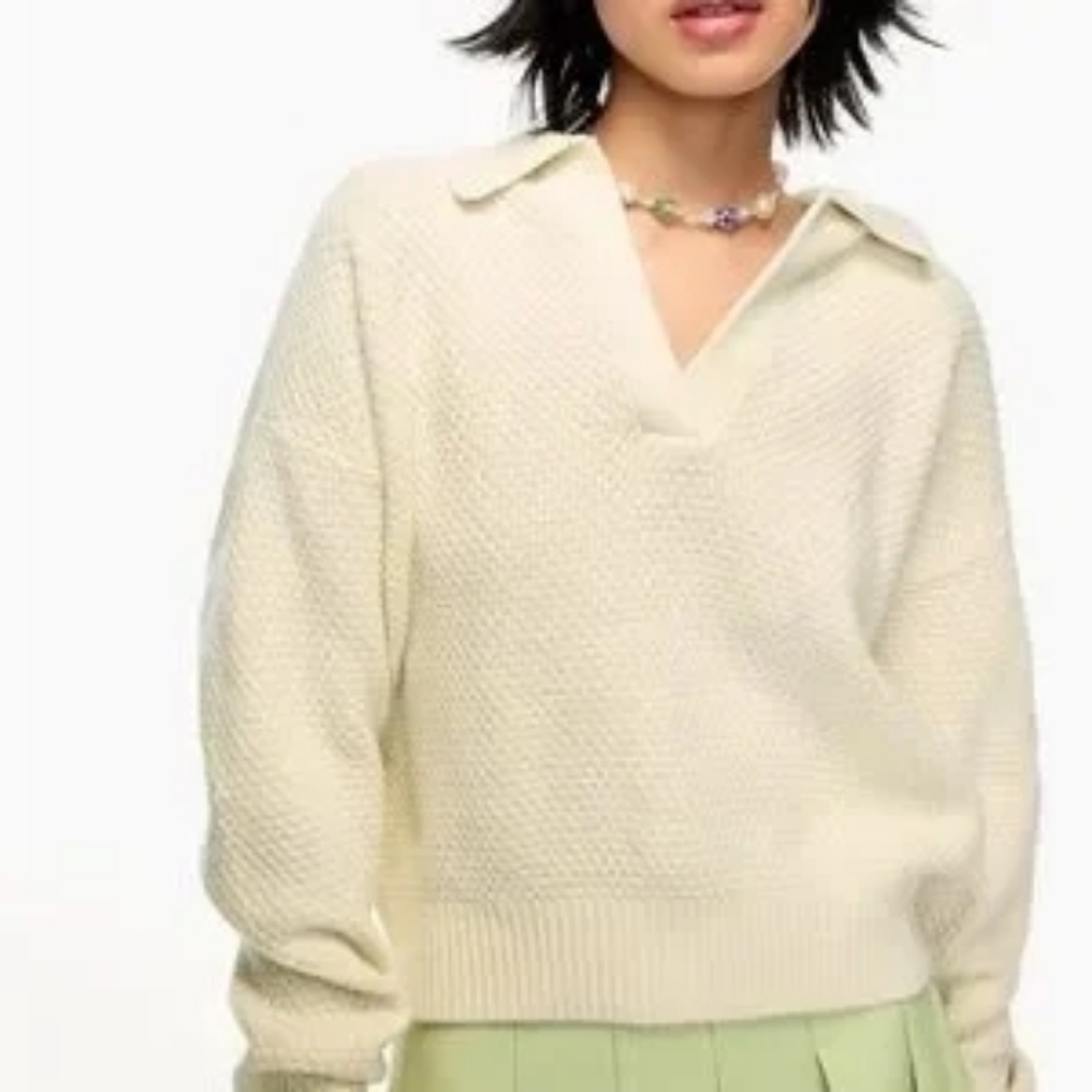 Everlane Alpaca Waffle Stitch Polo Sweater Size S Knit Pullover Merino Wool